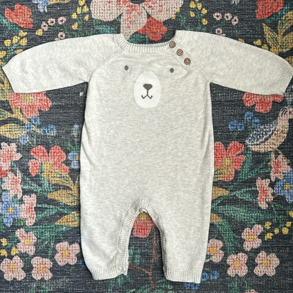 Carter’s Bear Baby Sweater Jumpsuit, Size 3 Months